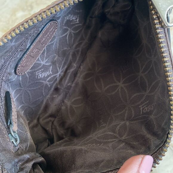 Fossil Brown Leather Clutch Wristlet Bag - Picture 7 of 9